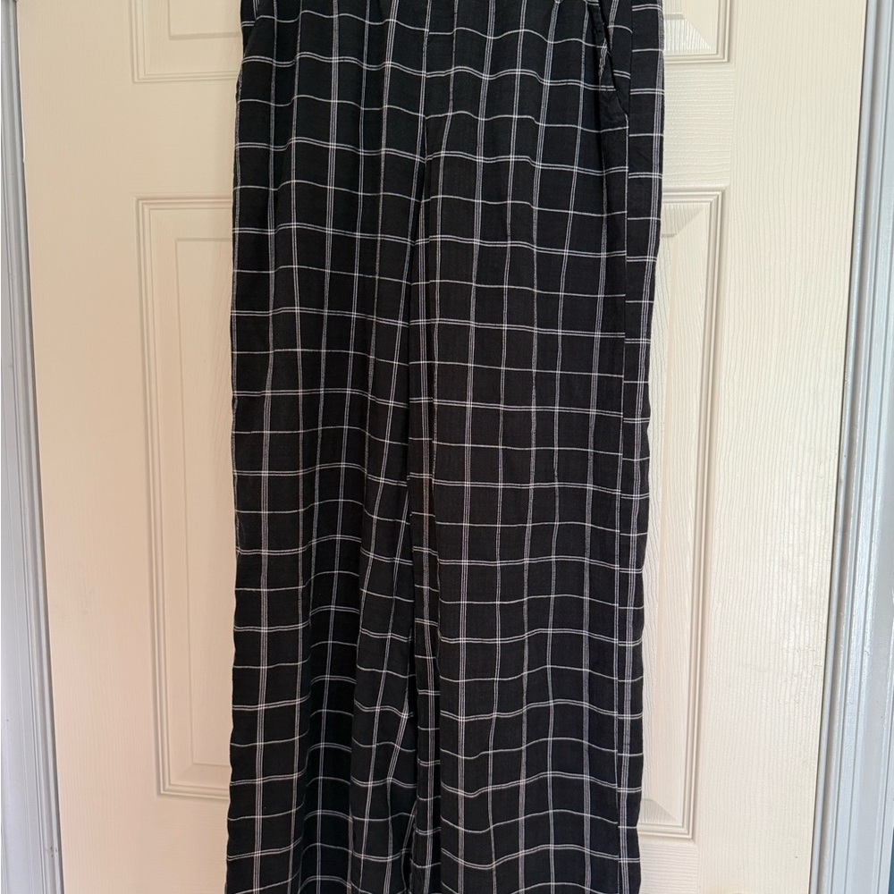 Marine Layer Allison Tencel Black and White Plaid Flare Pants